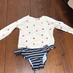 Old Navy Cream and Navy Kids Swim Set